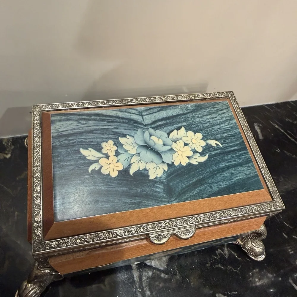 Reuge Swiss Musical Movement Japanese Wooden Koi Fish Musical Jewelry Box